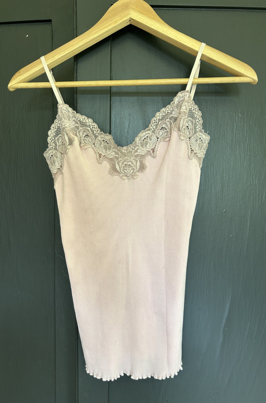 Vintage Y2K Banana Republic Lace Ribbed Cami Pink L
